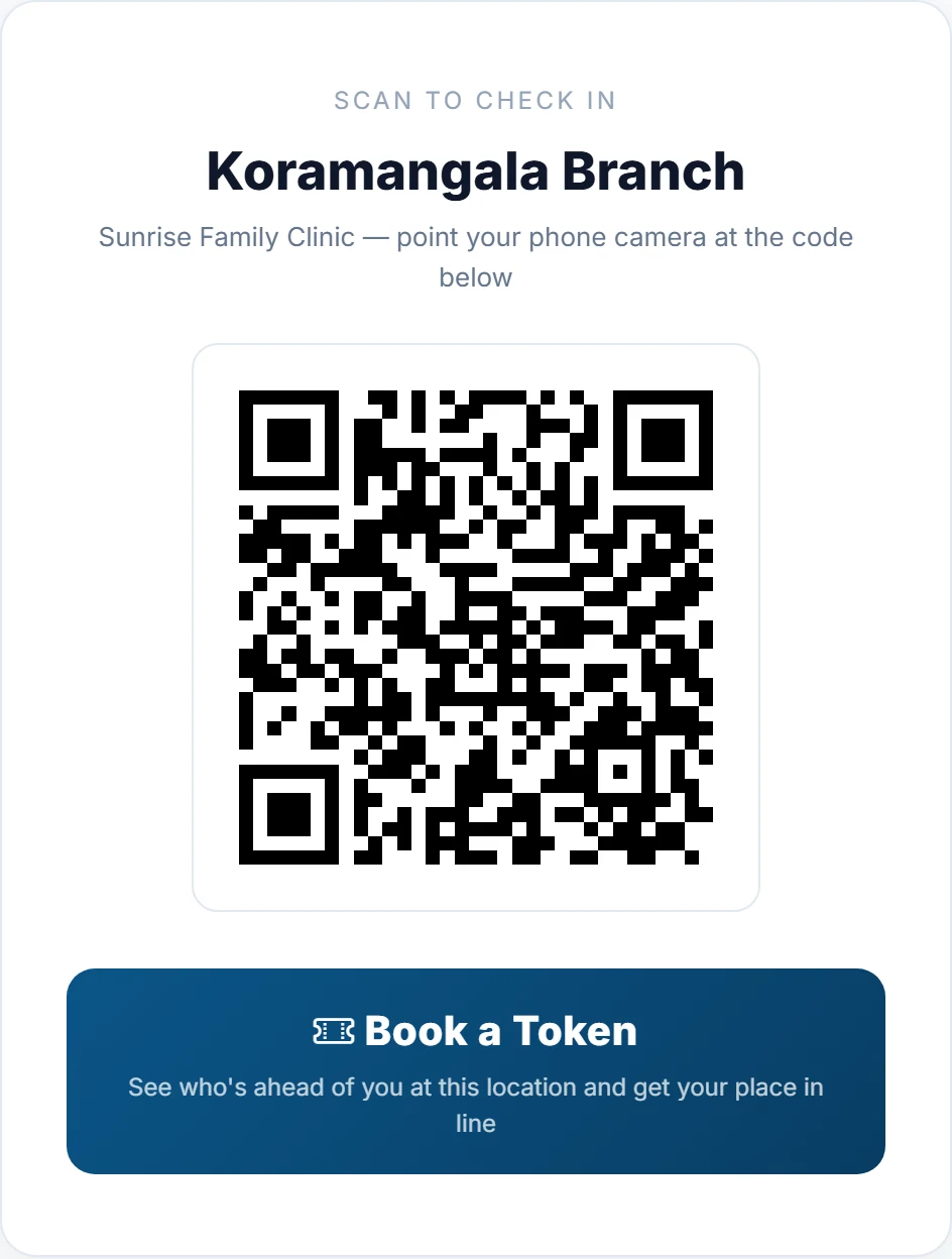 A printable QR poster that guests scan to join